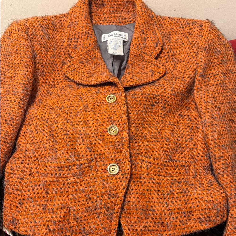 Guy Laroche Orange Tweed Blazer